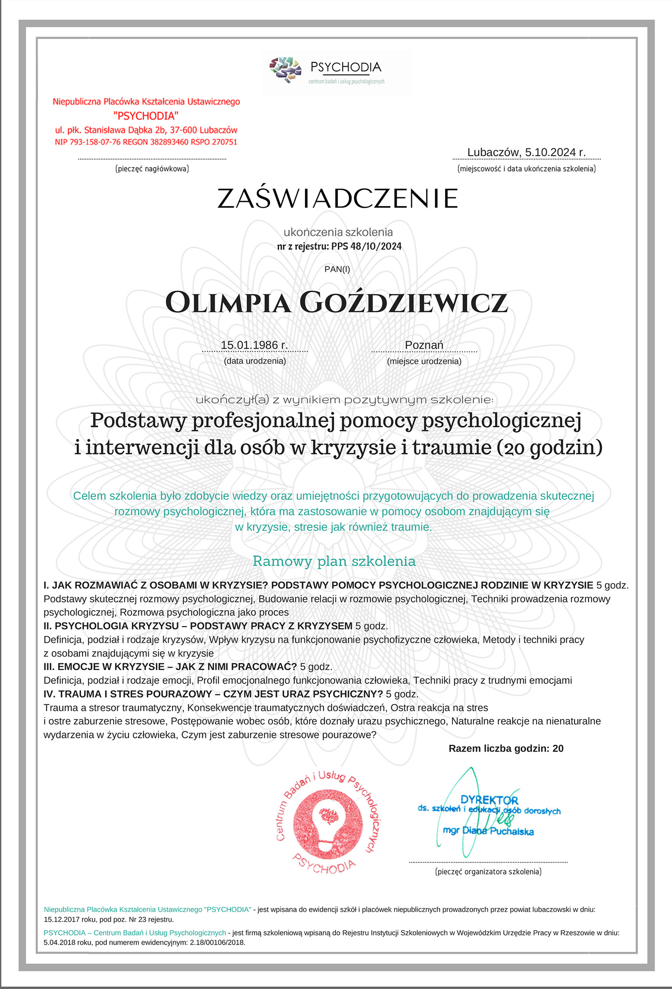 pomoc psychologiczna Podstawy profesjonalnej pomocy psychologicznej i interwencji dla osób w kryzysie i traumie